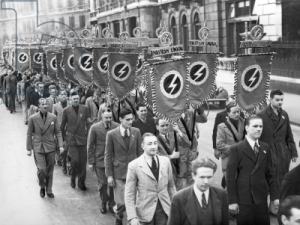 British Union of Fascists march, c.1932-39 (b/w photo)